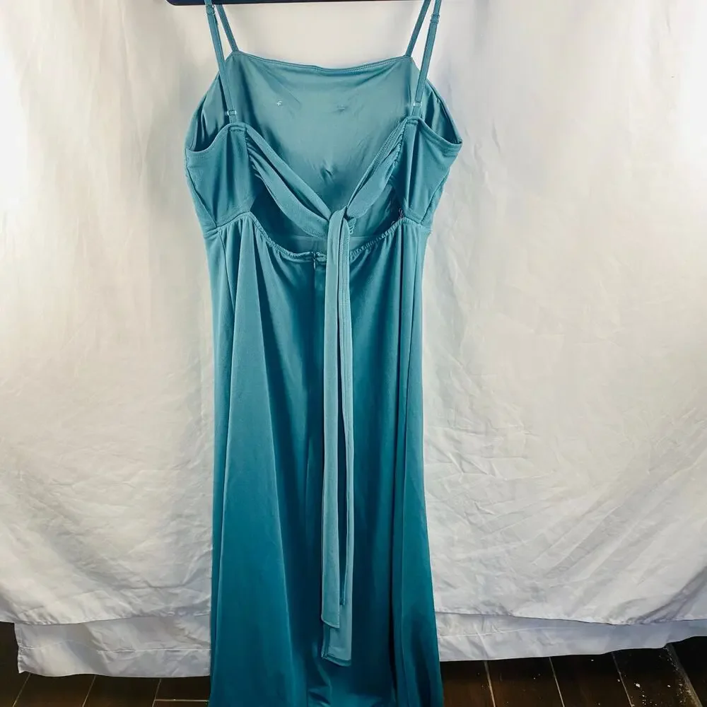 Birdy Gray Crepe Sea Glass Green Formal Maxi Dress Bridesmaid Dress 2XL - Picture 3 of 8
